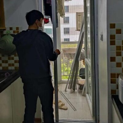 Cửa lưới chống muỗi dạng xếp 1 cánh màu trắng DX 14